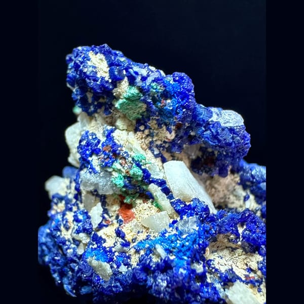 Azurite with quartz and malachite from Morocco — detail view
