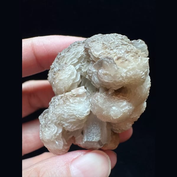 Sugar quartz with layered petal calcite from Inner Mongolia — complete view