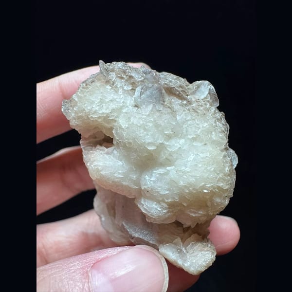 Sugar quartz with layered petal calcite from Inner Mongolia — alternate view