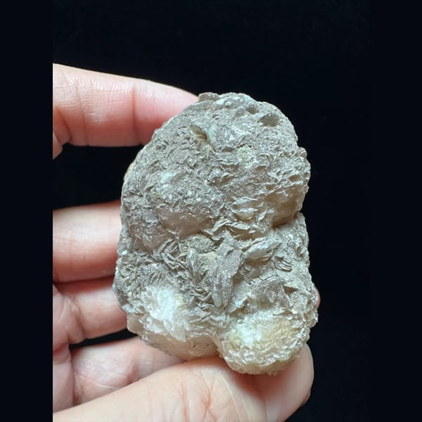 Sugar quartz with layered petal calcite from Inner Mongolia — detail view