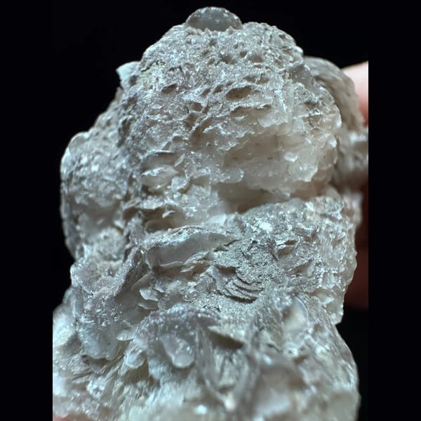 Sugar quartz with layered petal calcite from Inner Mongolia — detail view
