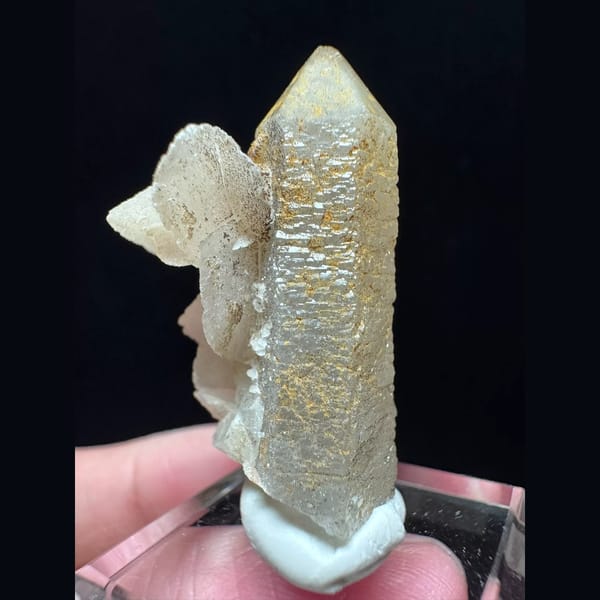 Velvety quartz with petal calcite from Inner Mongolia — detail view