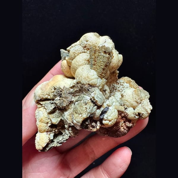 Calcite ball floater with sphalerite from Shijiangshan — alternate view