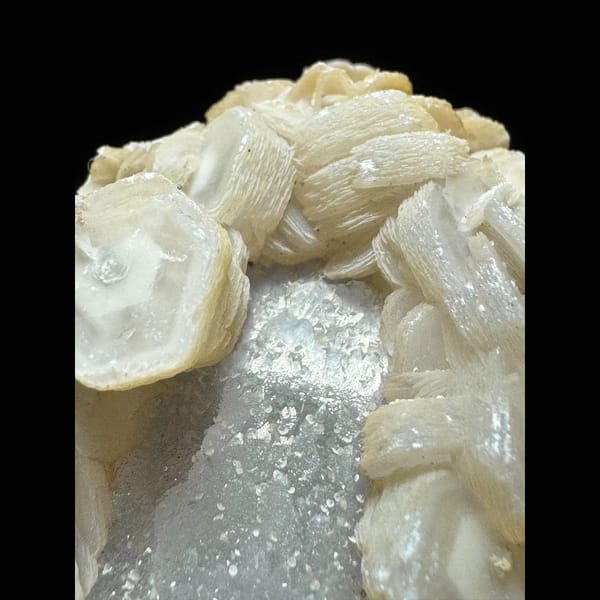 Sparkly quartz with coin and petal calcite from Inner Mongolia — alternate view