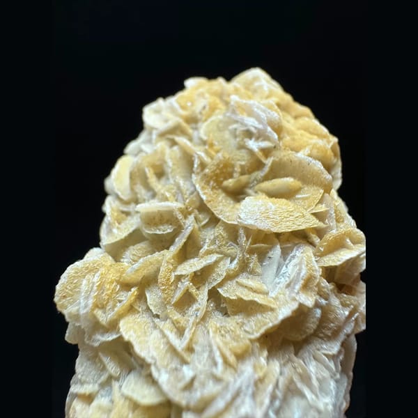 Sparkly quartz with coin and petal calcite from Inner Mongolia — detail view