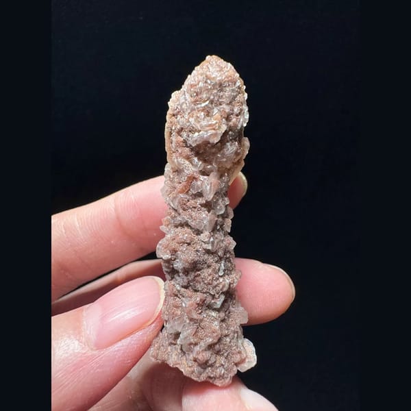 Velvet scepter quartz with pink petal calcite from Inner Mongolia — detail view