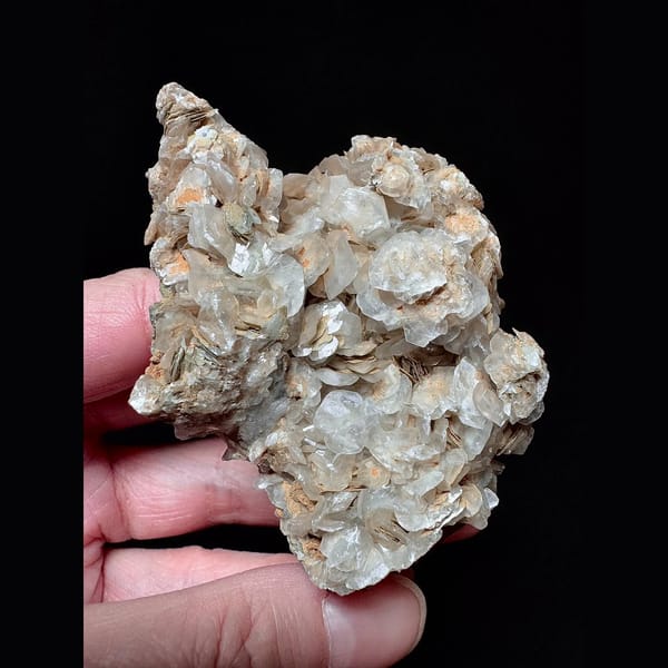 Translucent layered petal calcite with quartz from Inner Mongolia — complete view
