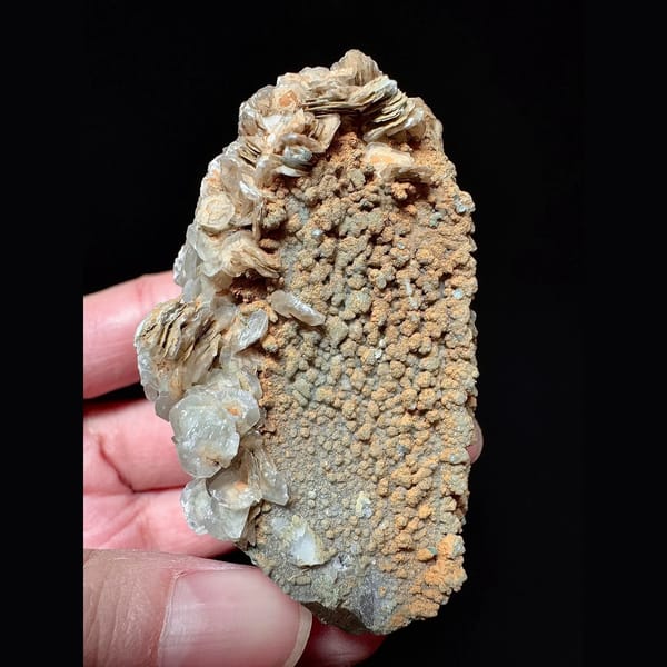 Translucent layered petal calcite with quartz from Inner Mongolia — alternate view