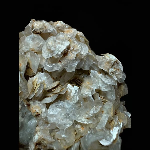 Translucent layered petal calcite with quartz from Inner Mongolia — detail view