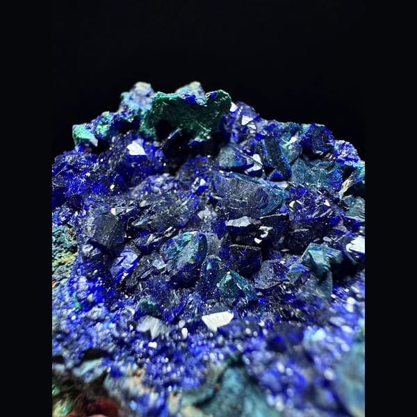 Azurite with malachite from Anhui — alternate view