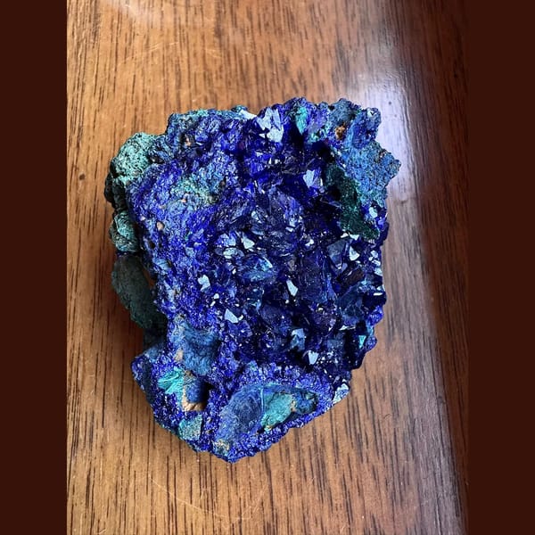 Azurite with malachite from Anhui — detail view