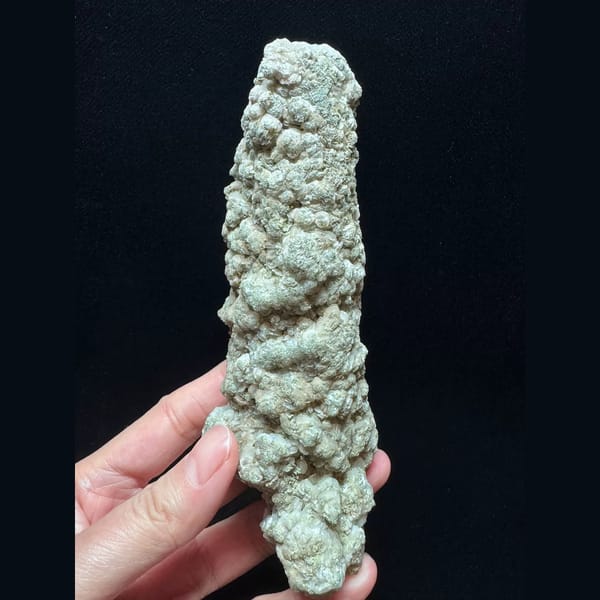 Green-coated quartz floater with petal calcite from Inner Mongolia — alternate view