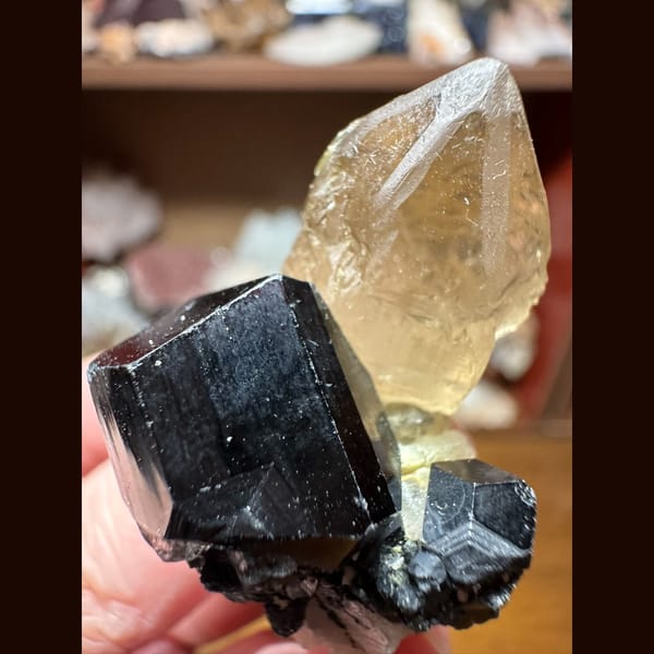 Etched quartz with black tourmaline from Namibia — alternate view