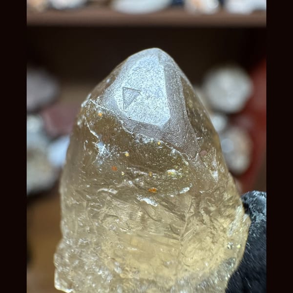 Etched quartz with black tourmaline from Namibia — detail view