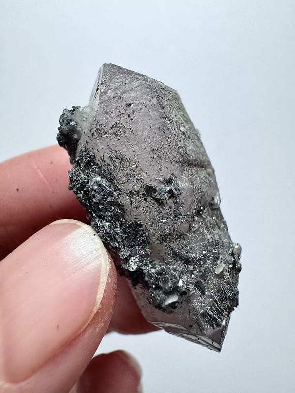 Double-Terminated Amethyst with Specular Hematite — Inner Mongolia — individual mineral specimen view 2