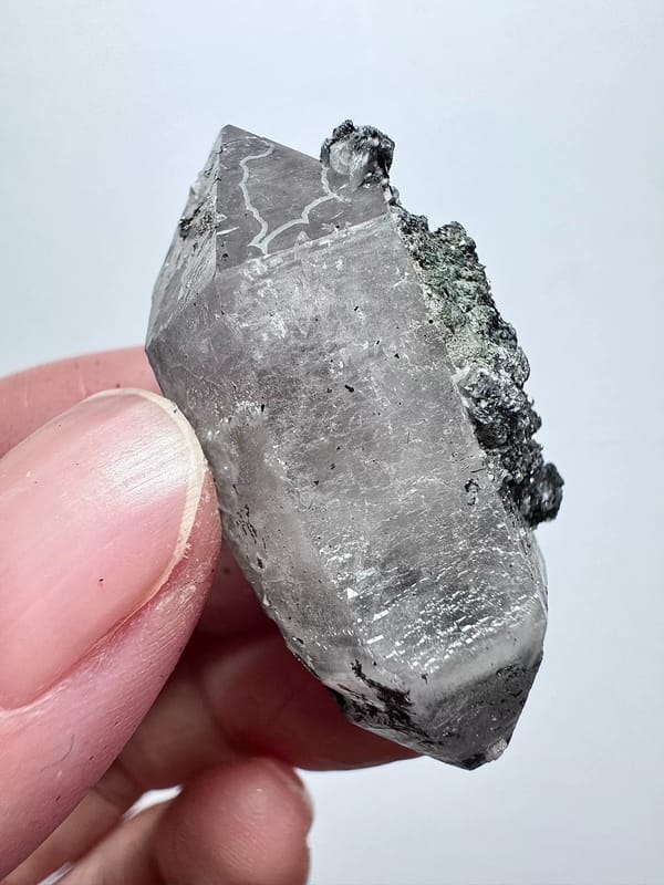 Double-Terminated Amethyst with Specular Hematite — Inner Mongolia — individual mineral specimen view 3