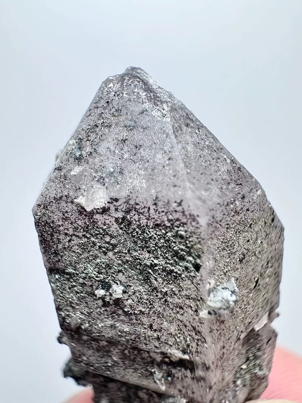 Double-Terminated Amethyst with Specular Hematite — Inner Mongolia — individual mineral specimen view 4