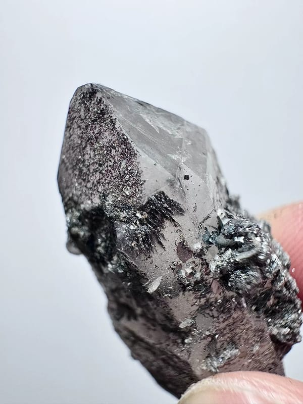 Double-Terminated Amethyst with Specular Hematite — Inner Mongolia — individual mineral specimen view 5