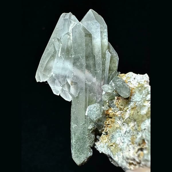 Himalayan green phantom quartz on matrix from Pakistan — alternate view
