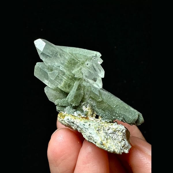 Himalayan green phantom quartz on matrix from Pakistan — alternate view