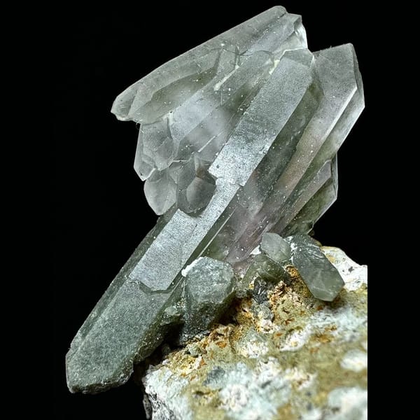 Himalayan green phantom quartz on matrix from Pakistan — detail view