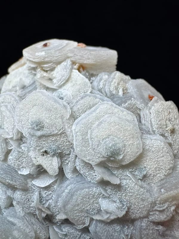 Coin Calcite Chain on Sparkling Quartz — Inner Mongolia — individual mineral specimen view 4