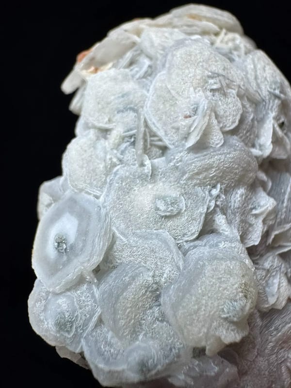 Coin Calcite Chain on Sparkling Quartz — Inner Mongolia — individual mineral specimen view 5