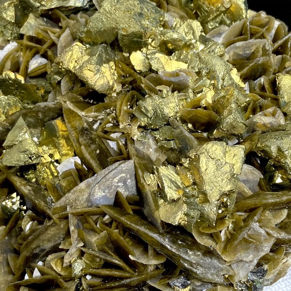 Large bladed golden siderite with chalcopyrite — alternate view