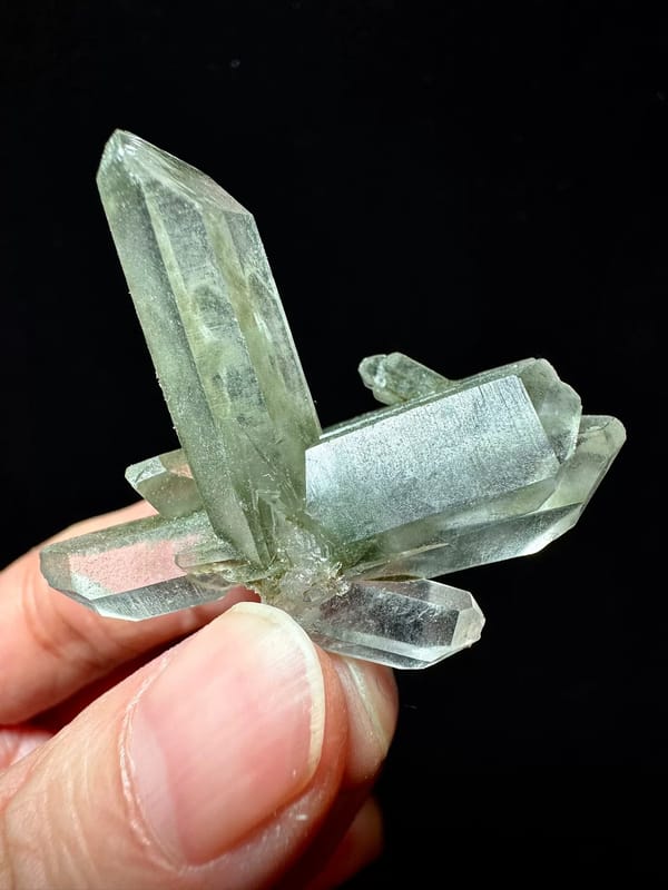 Floating Green Phantom Quartz Cluster — Pakistan — individual mineral specimen view 2