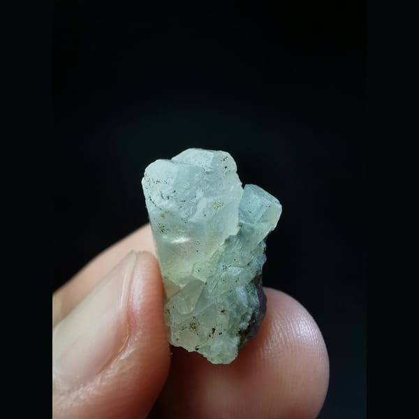 Calcite crystal with a three-faced termination — alternate view