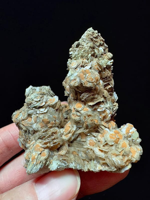 Golden-Centered Petal Calcite on Quartz — Inner Mongolia — individual mineral specimen view 1