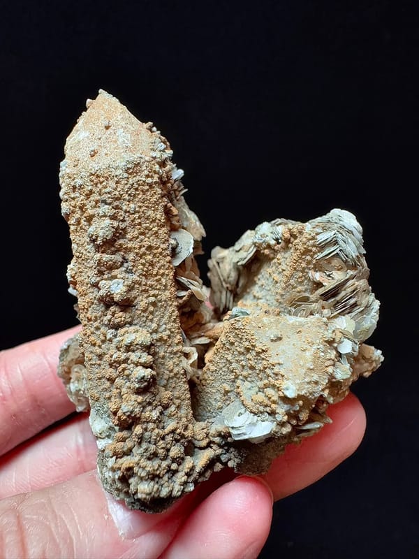 Golden-Centered Petal Calcite on Quartz — Inner Mongolia — individual mineral specimen view 2