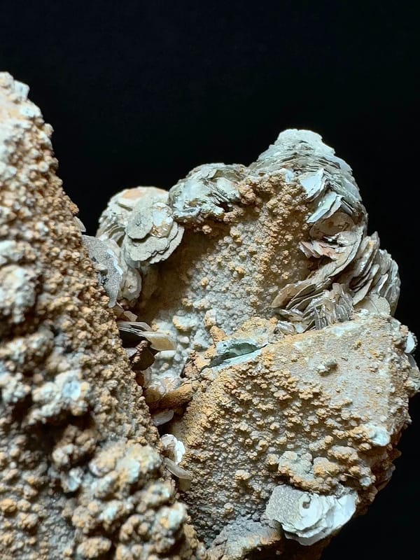 Golden-Centered Petal Calcite on Quartz — Inner Mongolia — individual mineral specimen view 6