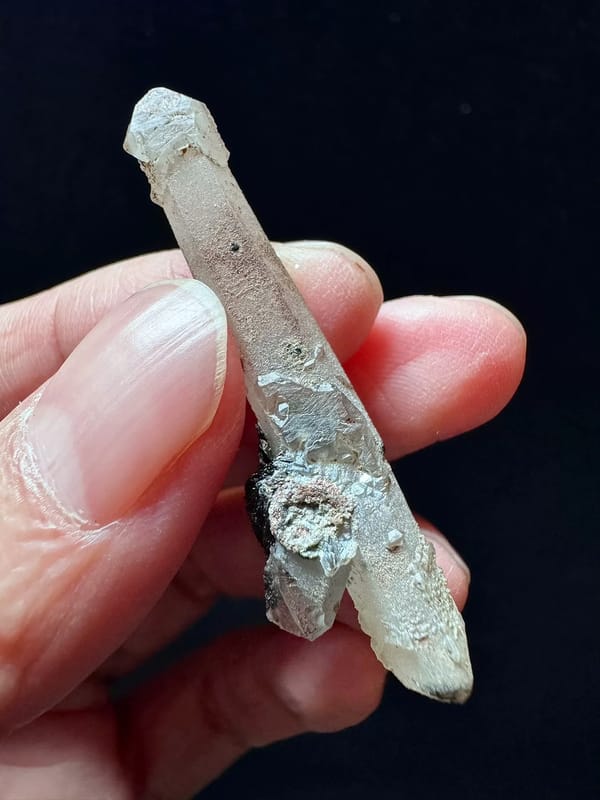 Double-Terminated Quartz with Hematite Rosette — Inner Mongolia — individual mineral specimen view 4
