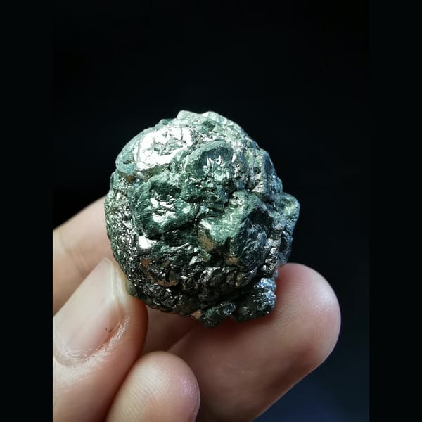 Sparkling pyrite aggregate from Shanxi — detail view