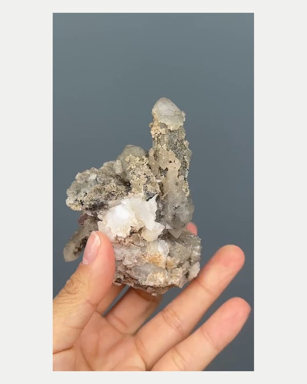 Complete reverse view of quartz with garnet crystals