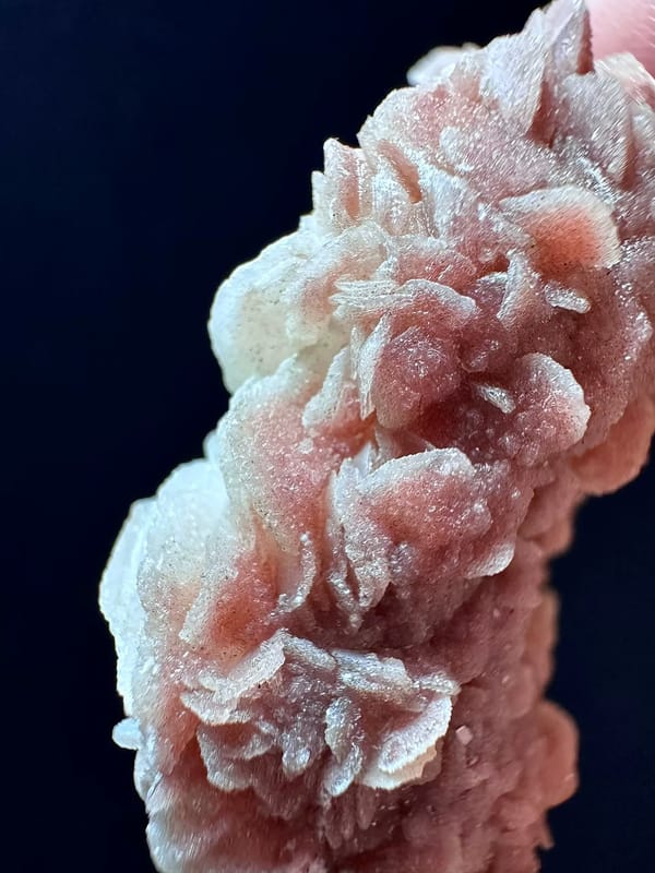 Two-Tone Pink and White Calcite with Quartz — Inner Mongolia — individual mineral specimen view 5