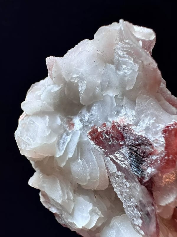 Two-Tone Pink and White Calcite with Quartz — Inner Mongolia — individual mineral specimen view 6