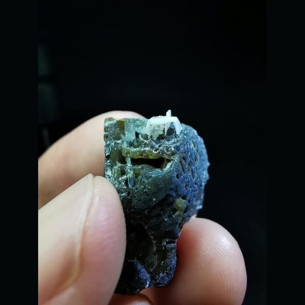 Sphalerite with white calcite from Inner Mongolia — alternate view