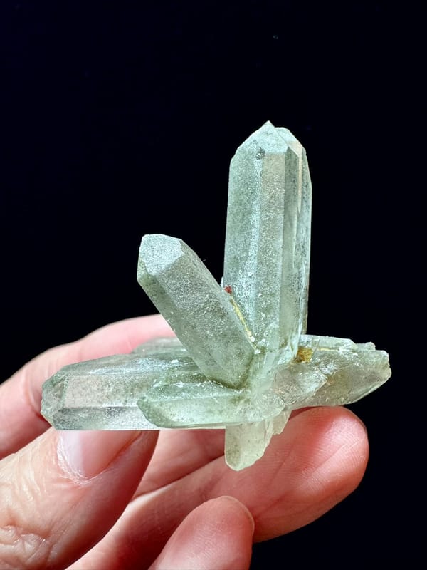 Green Phantom Quartz Fan Cluster — Pakistan — individual mineral specimen view 1