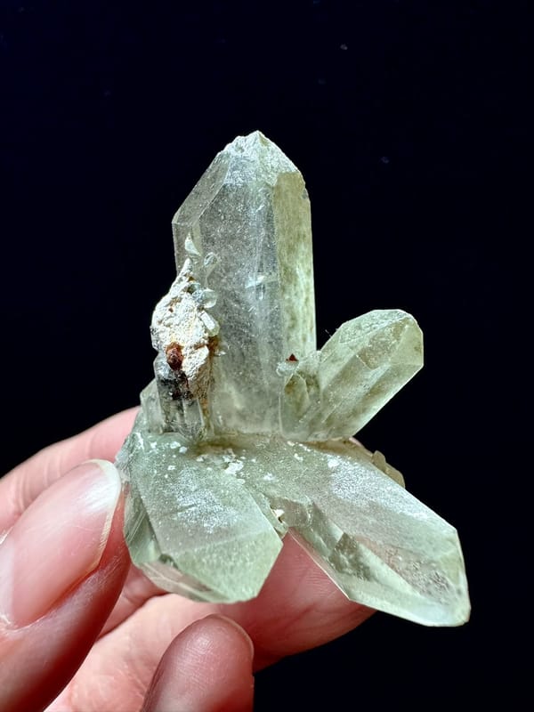 Green Phantom Quartz Fan Cluster — Pakistan — individual mineral specimen view 2