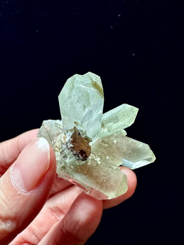 Green Phantom Quartz Fan Cluster — Pakistan — individual mineral specimen view 3