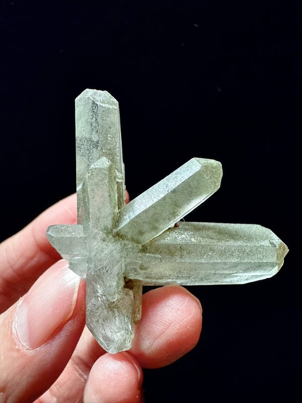 Green Phantom Quartz Fan Cluster — Pakistan — individual mineral specimen view 5