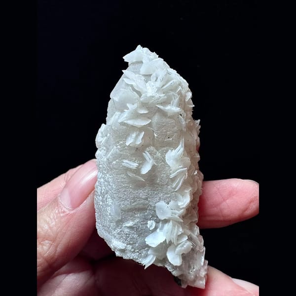 Velvet quartz floater with petal calcite and hematite from Inner Mongolia — alternate view