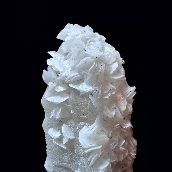 Velvet quartz floater with petal calcite and hematite from Inner Mongolia — alternate view