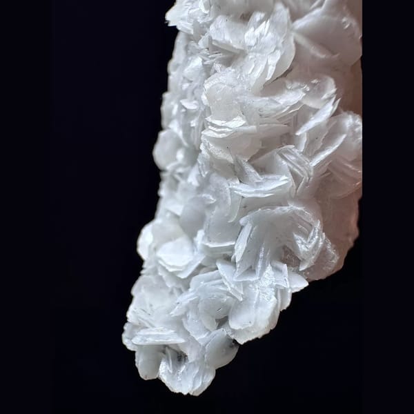 Velvet quartz floater with petal calcite and hematite from Inner Mongolia — detail view