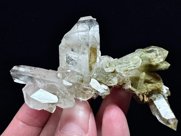 Clear Green Phantom Quartz Landscape Cluster — Pakistan — individual mineral specimen view 1