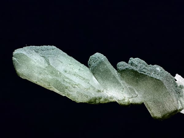 Horizontal Stitched Green Phantom Quartz Floater — Pakistan — individual mineral specimen view 3