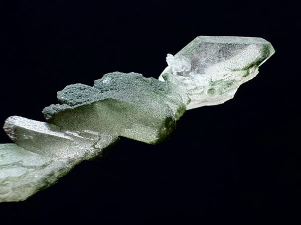 Horizontal Stitched Green Phantom Quartz Floater — Pakistan — individual mineral specimen view 4