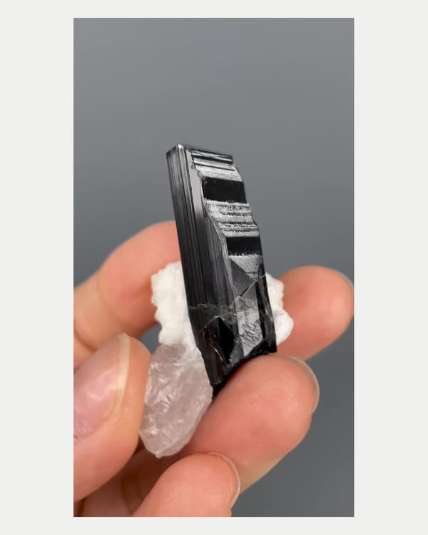 Complete right side view of striated Pakistan tourmaline